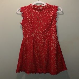 Red patterned dress